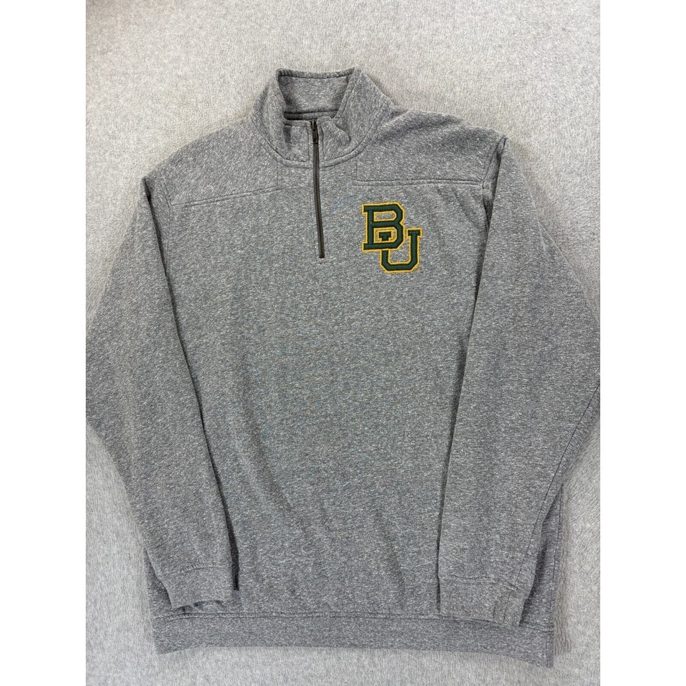 Baylor Bears League Stitched Logo 1/4 Zip Sweatshirt (Men's XL) Gray‎